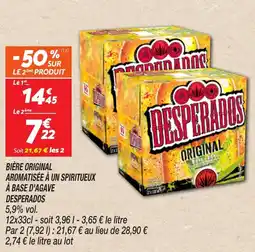 Netto Bière original aromatisée à un spiritueux à base d'agave desperados offre