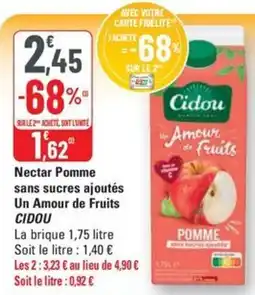 G20 CIDOU Nectar Pomme sans sucres ajoutés Un Amour de Fruits offre