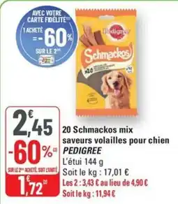G20 PEDIGREE 20 Schmackos mix saveurs volailles pour chien offre