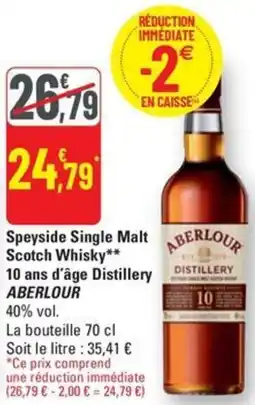 G20 ABERLOUR Speyside Single Malt Scotch Whisky 10 ans d'âge Distillery offre