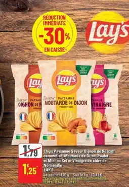 G20 LAY'S Chips Paysanne Saveur Oignon de Roscoff caraméliséMoutarde de Dijon Poulet et Miel ou Sel offre