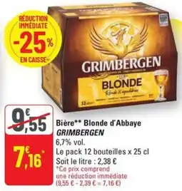 G20 GRIMBERGEN Bière Blonde d'Abbaye offre