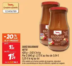 Netto Sauce bolognaise netto offre