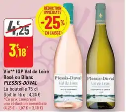 G20 PLESSIS-DUVAL Vin IGP Val de Loire Rosé ou Blanc offre