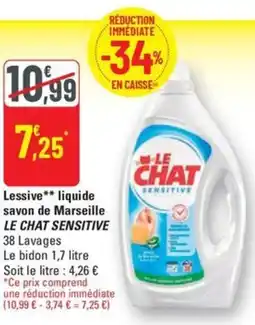 G20 LE CHAT Sensitive lessive liquide savon de marseille offre
