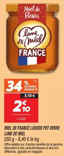 Netto Miel de france liquide pot verre lune de miel offre