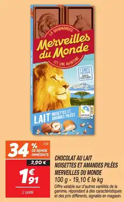 Netto Chocolat au lait noisettes et amandes pilées merveilles du monde offre
