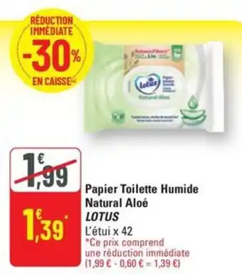 G20 LOTUS Papier Toilette Humide Natural Aloé offre