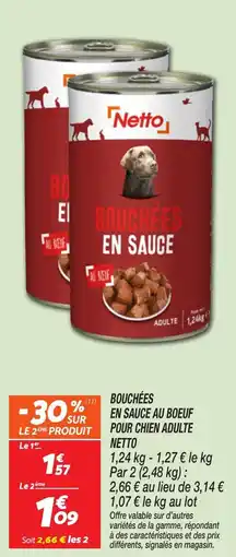 Netto Bouchées en sauce au boeuf pour chien adulte netto offre