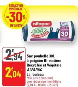 G20 ALFAPAC Sac poubelle à poignée Bi-matière Recyclée et Végétale offre