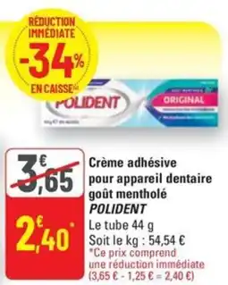 G20 POLIDENT Crème adhésive pour appareil dentaire goût mentholé offre