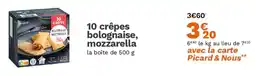 Picard 10 crêpes bolognaise, mozzarella offre