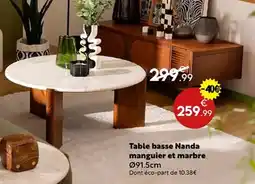 Maxi Bazar Table basse Nanda manguier et marbre offre