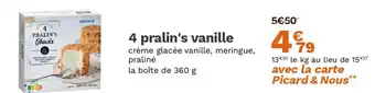 Picard 4 pralin's vanille offre