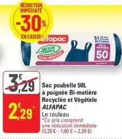 G20 Sac poubelle 50l à poignée bi-matière recyclee et végétale offre