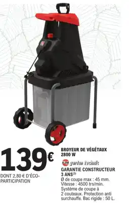 E.Leclerc Jardi Broyeur de végétaux 2800 w offre