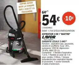 E.Leclerc Jardi Aspirateur 4 en 1 quattro LAVOR offre