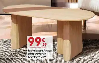 Maxi Bazar Table basse Anaya effet travertin offre