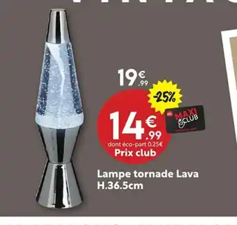 Maxi Bazar Lampe tornade Lava H.36.5cm offre