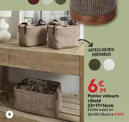Maxi Bazar Panier velours côtelé offre
