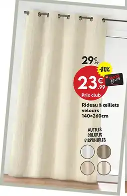 Maxi Bazar Rideau à ceillets velours offre
