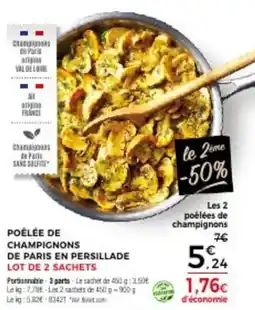 Thiriet Poêlée de champignons de paris en persillade offre