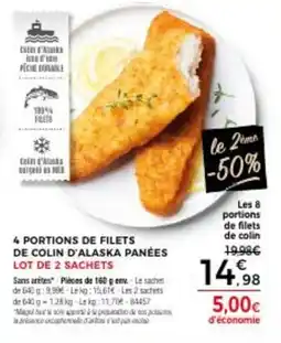 Thiriet 4 portions de filets de colin d'alaska panées offre