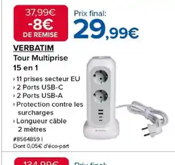 Costco VERBATIM Tour Multiprise 15 en 1 offre