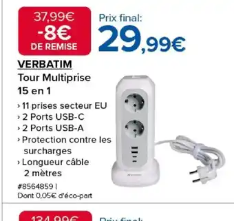 Costco VERBATIM Tour Multiprise 15 en 1 offre