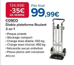 Costco COSCO Diable plateforme Roulant 3 en 1 offre