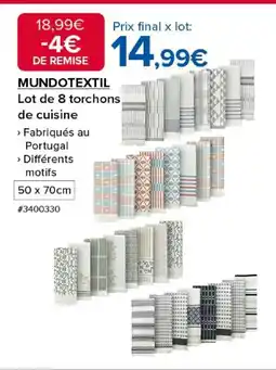 Costco MUNDOTEXTIL Lot de 8 torchons de cuisine offre