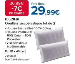 Costco BELNOU Oreillers viscoélastique lot de 2 offre