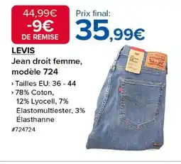 Costco LEVIS Jean droit femme, modèle 724 offre