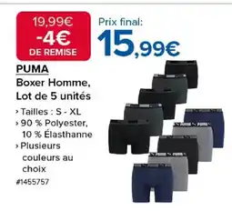 Costco PUMA Boxer Homme, Lot de 5 unités offre