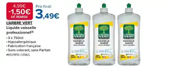 Costco L'ARBRE VERT Liquide vaisselle professionnel offre