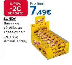 Costco SUNDY Barres de céréales au chocolat noir offre