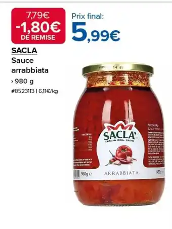 Costco SACLA Sauce arrabbiata offre