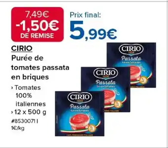 Costco CIRIO Purée de tomates passata en briques offre