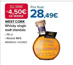 Costco WEST CORK Whisky single malt irlandais offre