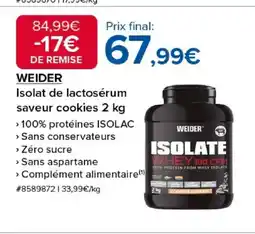 Costco WEIDER Isolat de lactosérum saveur cookies offre
