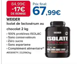Costco WEIDER Isolat de lactosérum au chocolat offre