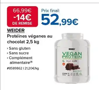 Costco WEIDER Protéines véganes au chocolat offre