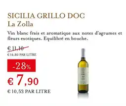 Eataly LA ZOLLA Sicilia grillo doc offre