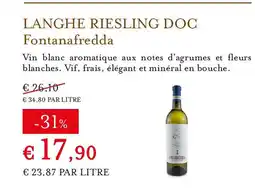 Eataly FONTANAFREDDA Langhe riesling doc offre