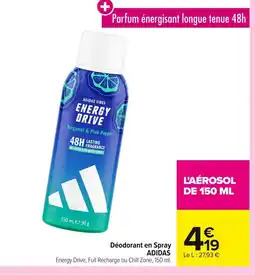 Carrefour ADIDAS Déodorant en Spray offre