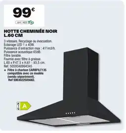 Brico Dépôt Hotte cheminée noir offre