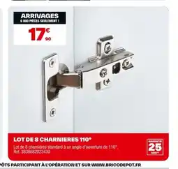 Brico Dépôt Lot de 8 charnieres 110° offre
