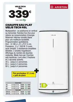 Brico Dépôt ARISTON Chauffe eau plat velis tech offre