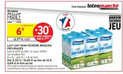 Intermarché Contact PÂTURAGES Lait uht demi-écrémé briques offre