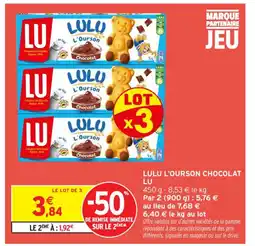 Intermarché Contact LU Lulu l'ourson chocolat offre